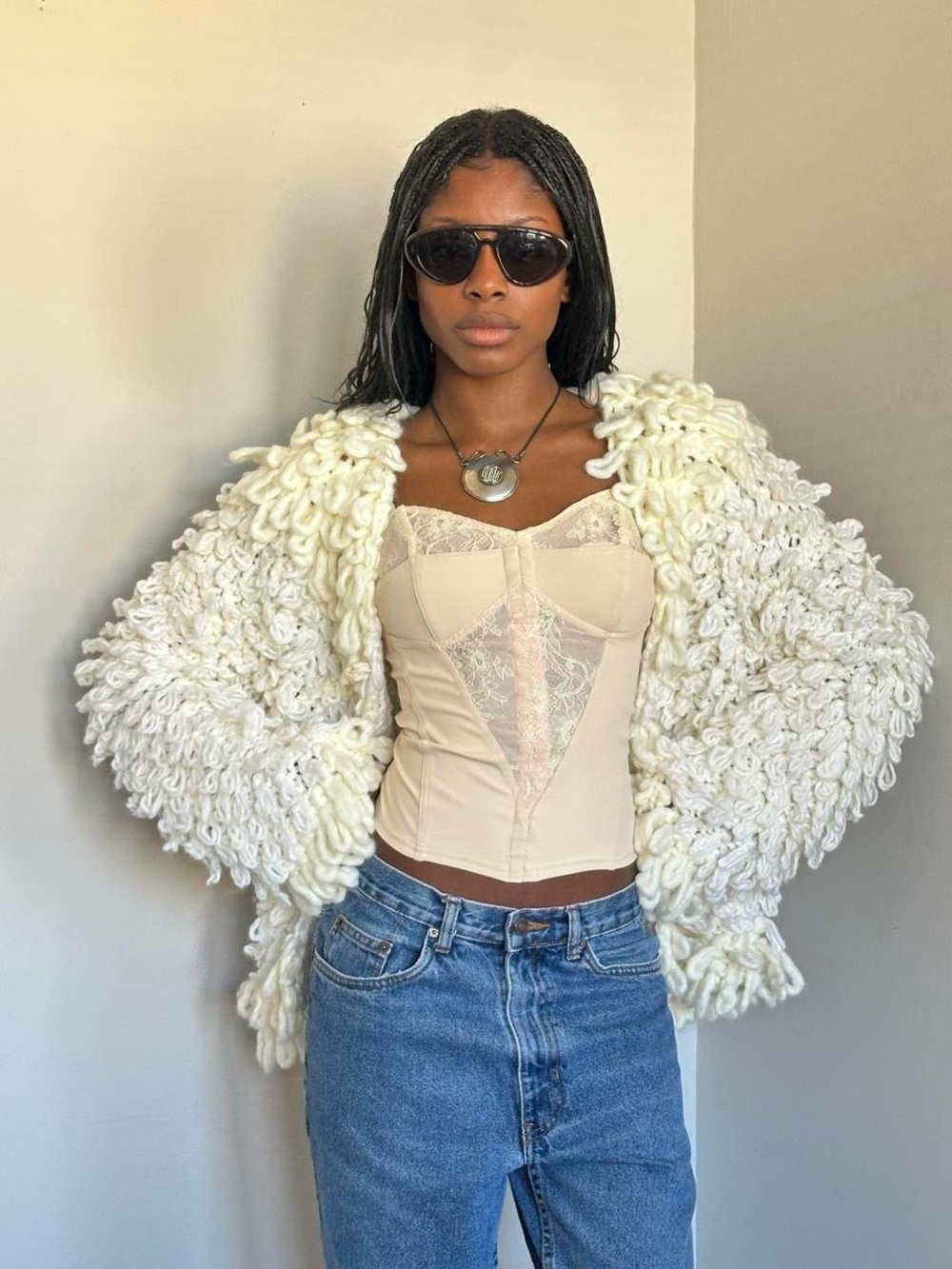 NIGEL PRESTON x FREE PEOPLE SHAG FURRY BOMBER JACKET